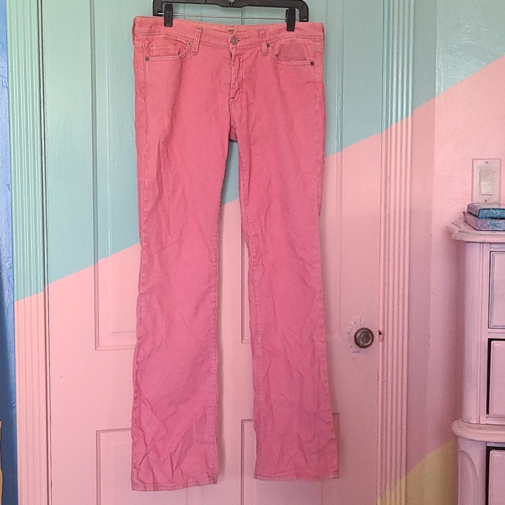 Vintage low rise pink corduroy flare 31 7famk